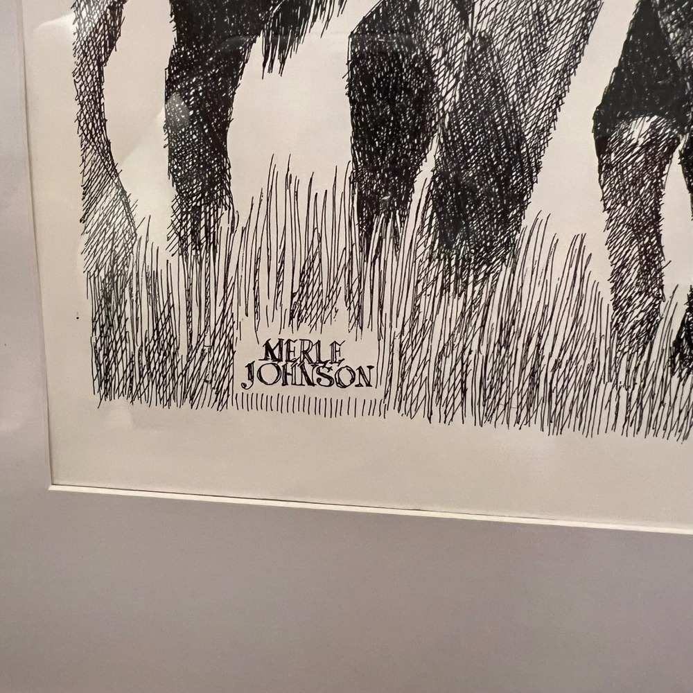 Merle Johnson  Horse Etching 45/250 Western Ranch Equestrian Framed Art - Picture 7 of 9